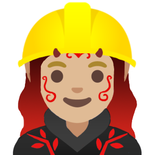Emoji of Elinyr the thinblooded sun elf, wearing a construction hat.
